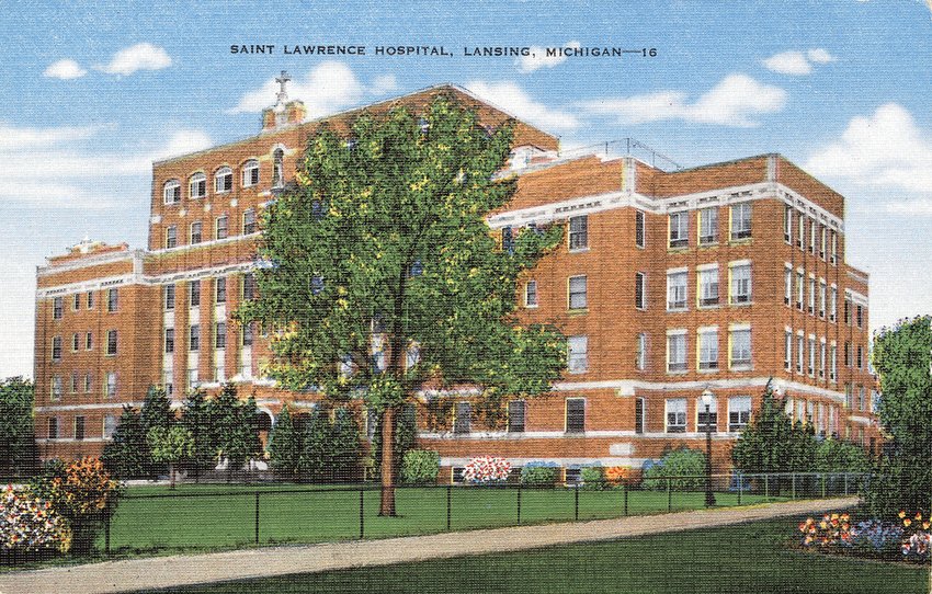 St. Lawrence Hospital - historic postcard.