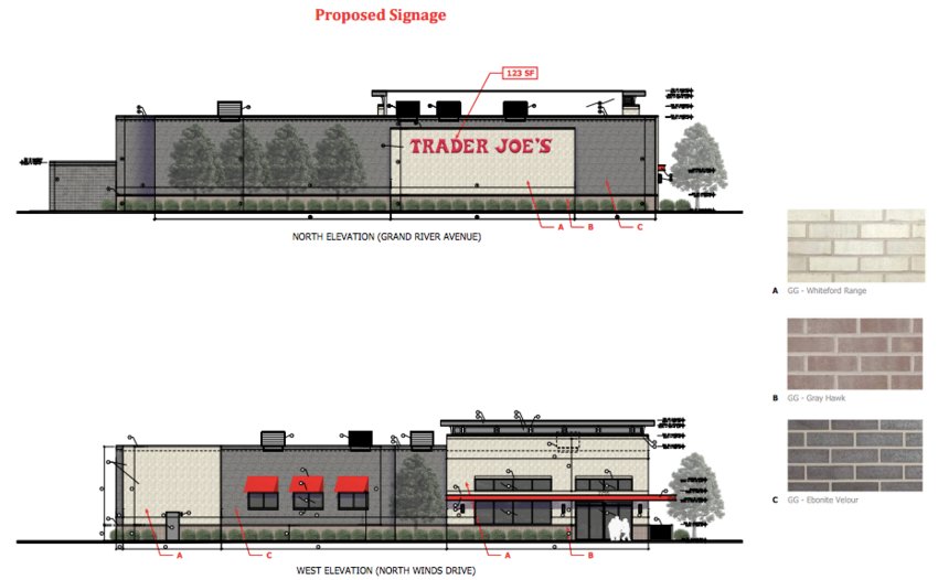 Developers have requested a variance to install two signs at a future Trader Joe's in East Lansing.